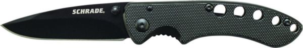 Schrade Liner Lock Folding Knife Drop Point Blade Black Aluminum Handle